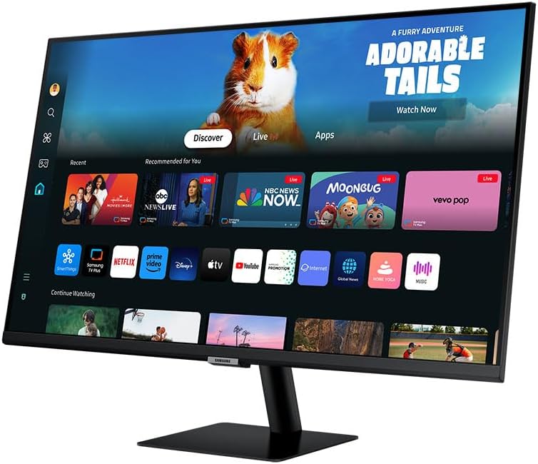 Monitor Samsung Smart M5 S32CM, 32" LED Full HD (1920x1080) con HDR, USB, HDMI 1.4, Altavoces integrados, Smart TV, APPS, Wi-Fi, Gaming HUB, Bluetooth