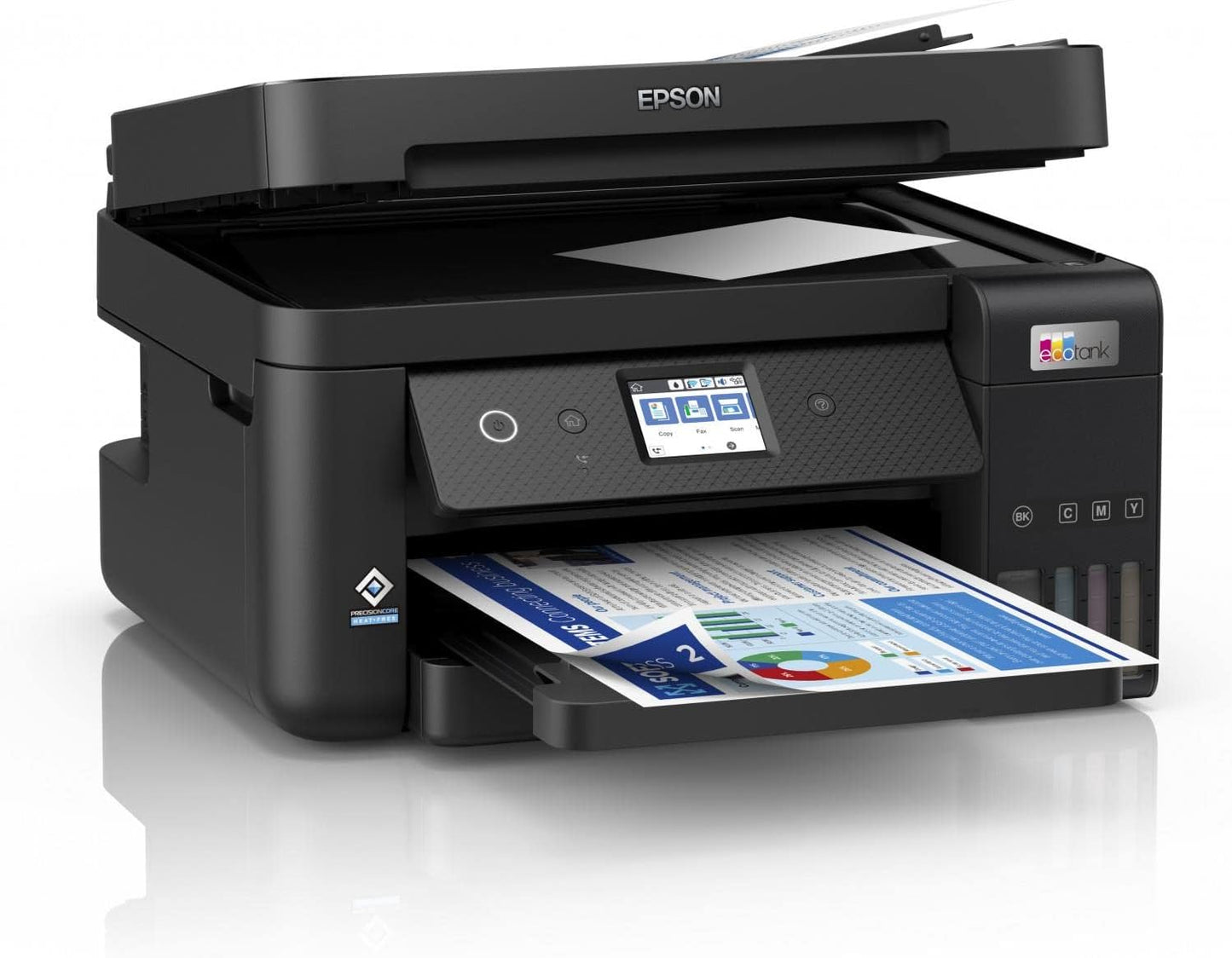 Impresora EPSON Multifuncional Ecotank ET-4850 (4-en-1), Impresión Dúplex a color (A4), ADF, Wi-Fi, Red, Fax, Pantalla 2.4'' Táctil, Sistema de tintas Supertank (Oficinas y Mypes)
