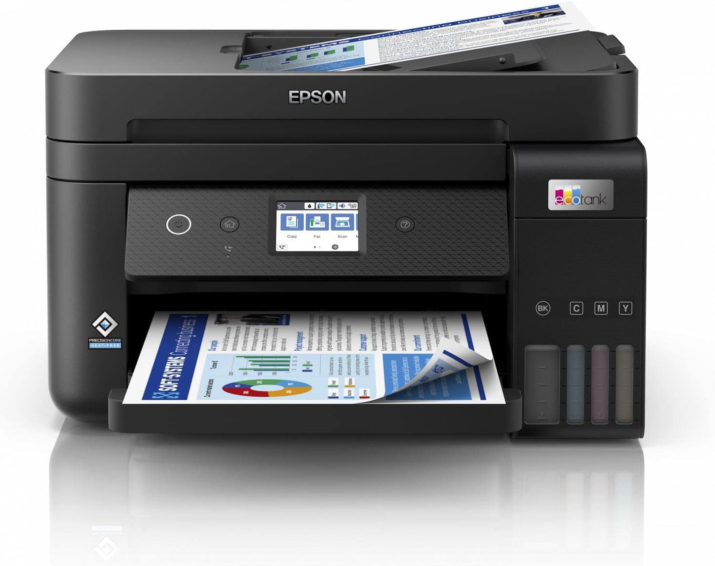 Impresora EPSON Multifuncional Ecotank ET-4850 (4-en-1), Impresión Dúplex a color (A4), ADF, Wi-Fi, Red, Fax, Pantalla 2.4'' Táctil, Sistema de tintas Supertank (Oficinas y Mypes)