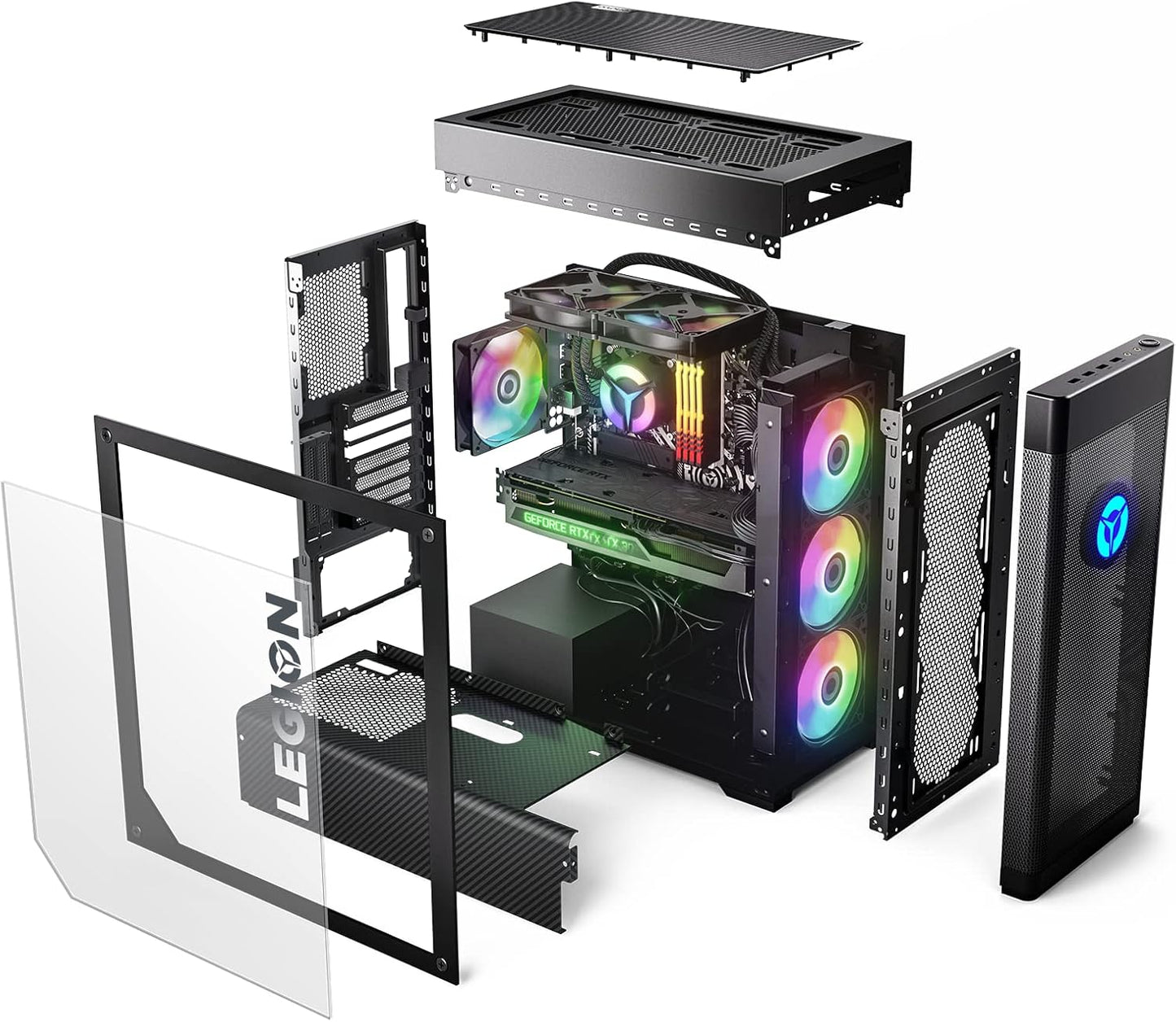 PC Lenovo Legion Tower T7 34IAZ7 Gaming, Intel Core i9-12900K Hasta 5.2 GHz, RAM 64GB, SSD 1TB, Video 10GB NVIDIA GeForce RTX 3080, PSU 850W Gold, Wi-Fi 6E, Windows 11 Home