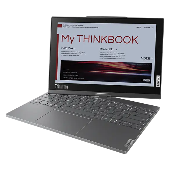 Laptop Lenovo ThinkBook Plus IRU Gen 4 (Pantalla Dual Touch), Core i5-1335U Hasta 4.6 GHz, RAM 16GB, SSD 512GB, LED 13.3" OLED 2,8K + 2da Pantalla E-Ink de 12″ WQXGA, W11P
