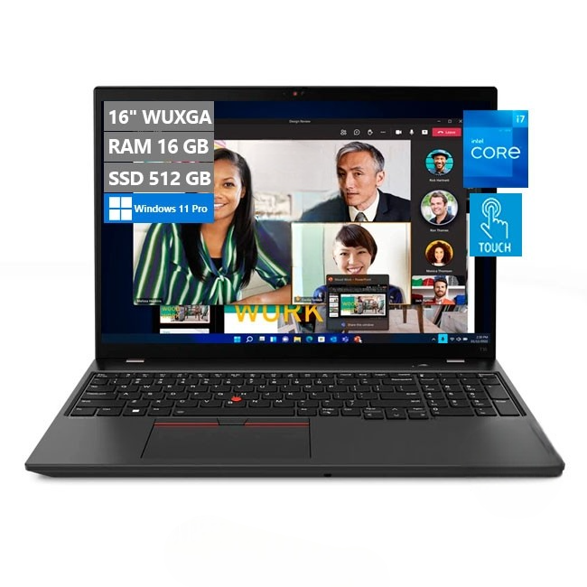 Laptop Lenovo ThinkPad T16 Gen1, Intel Core i7-1265U Hasta 4.8 GHz, RAM 16GB, SSD 512GB, LED 16" WUXGA, Touchscreen, Windows 11 Pro