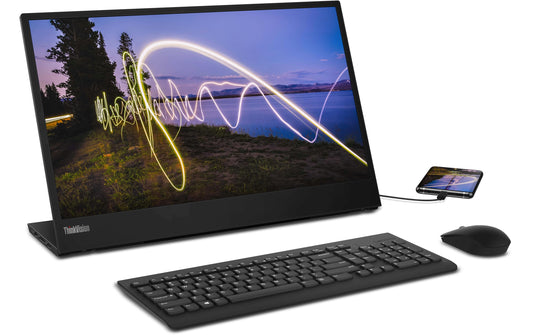 Monitor Lenovo ThinkVision M15 portatil, 15" Full HD (1920x1080), WLED, USB tipo C, 45% NTSC, Respuesta 6 ms, 250 cd/m², Peso 0.9 kg