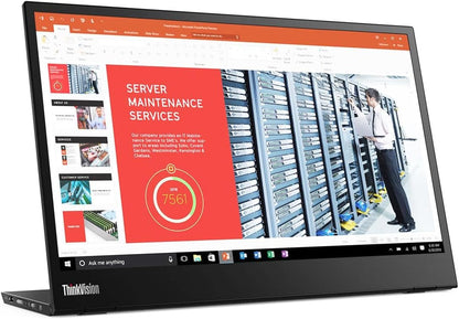 Monitor portatil Lenovo ThinkVision M14, 14" Full HD (1920x1080), WLED, USB tipo C, 72% NTSC, Respuesta 6 ms, 300 nits, Peso 0,57 kg