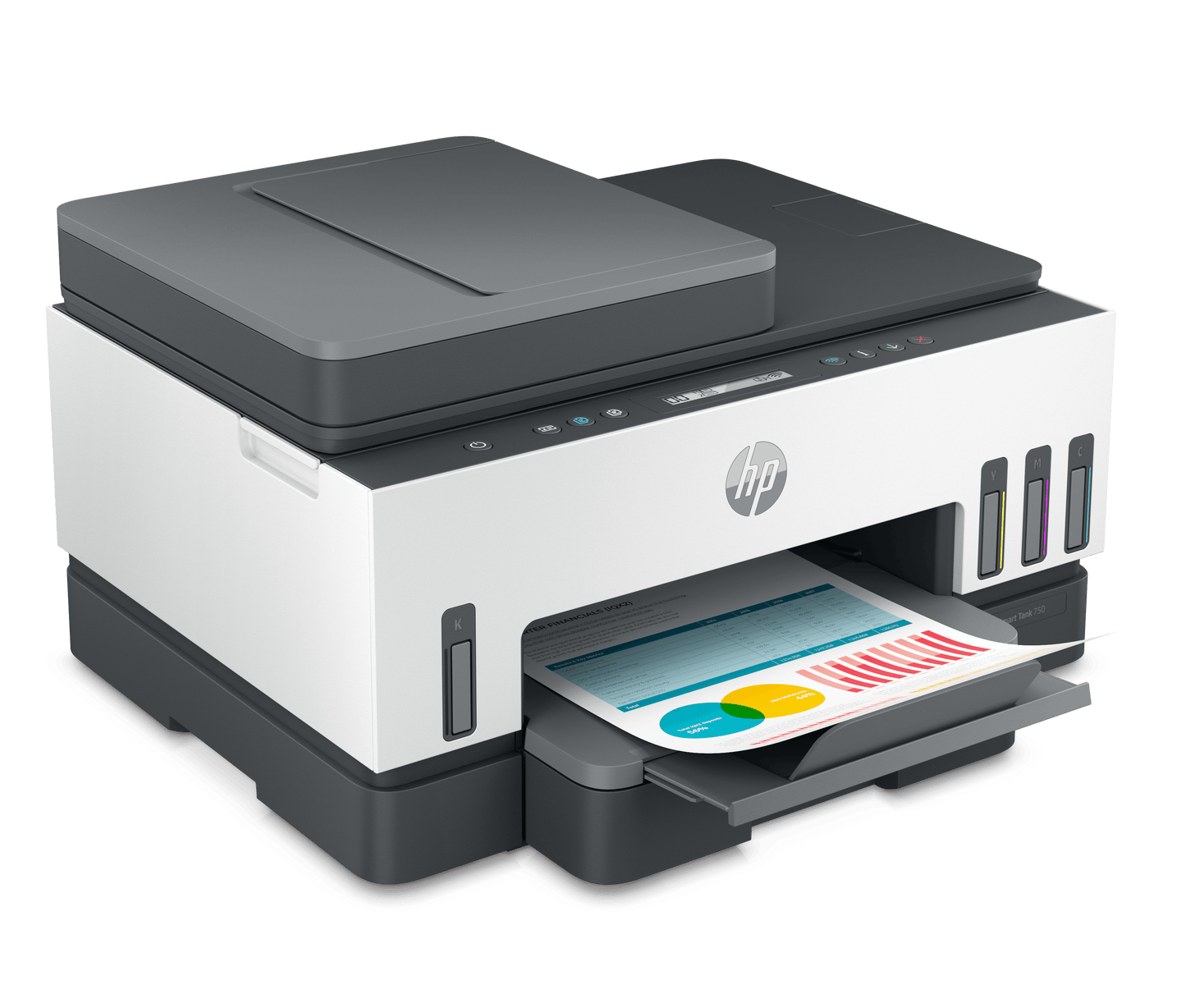 Impresora HP Multifuncional Smart Tank 750, Tinta Continua a Color, Velocidad 15 ppm, Duplex, ADF, Inalámbrico con Wi-Fi, RJ45, Conectividad USB 2.0