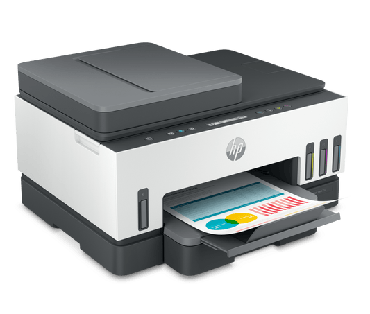 Impresora HP Multifuncional Smart Tank 750, Tinta Continua a Color, Velocidad 15 ppm, Duplex, ADF, Inalámbrico con Wi-Fi, RJ45, Conectividad USB 2.0