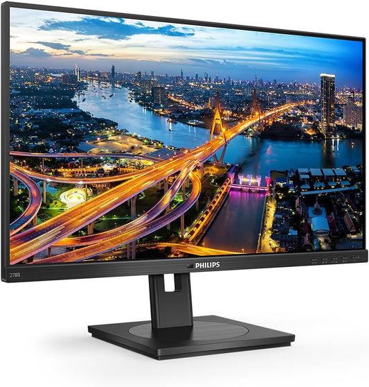 Monitor Philips Profesional 278B1 de 27" con PowerSensor B-Line 4K, Resolución Ultra HD, Brillo perfecto con LightSensor, Gama de colores sRGB 112%, DisplayPort, HDMI, Parlantes, con ajuste de altura y giro.