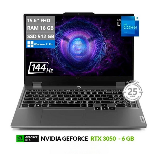 Laptop Lenovo LOQ 15IRX9 Gaming Pro, Intel Core i7-13650HX Hasta 4.9 GHz, RAM 12GB, SSD 512GB, 6GB NVIDIA GeForce RTX 3050, LED 15.6" FHD a 144Hz, Windows 11 Pro