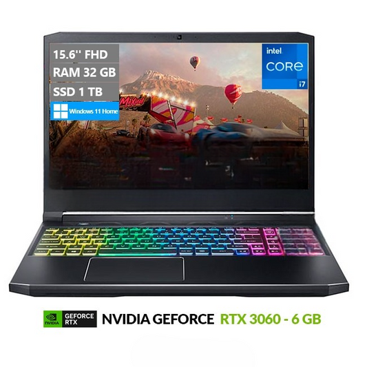 Laptop Acer Predator Helios 300 PH315-54 Gaming, Core i7-11800H Hasta 4.6 GHz, RAM 32GB, SSD 1TB, 6GB NVIDIA RTX 3060, LED 15.6'' FHD a 144Hz, Windows 11 Home