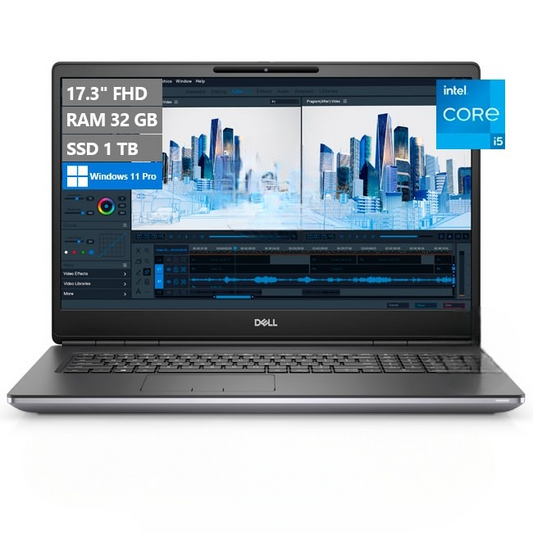 Laptop Dell WorkStation Precision 7760, Intel Core i5-11500H Hasta 4.5 GHz, RAM 32GB, SSD 512GB, Video 4GB NVIDIA Quadro T1200, LED 17.3" Full HD, Windows 11 Pro