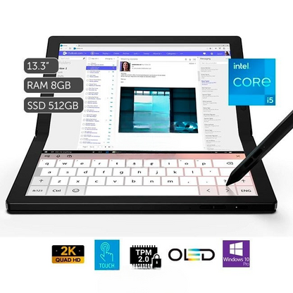 Convertible Lenovo ThinkPad X1 Fold Ultrabook 2-en-1, Intel Core i5-L16G7 1.4GHz, RAM 8GB, SSD 512GB, Pantalla OLED Plegable 13.3" 2K XQGA Táctil, Windows 11 Pro
