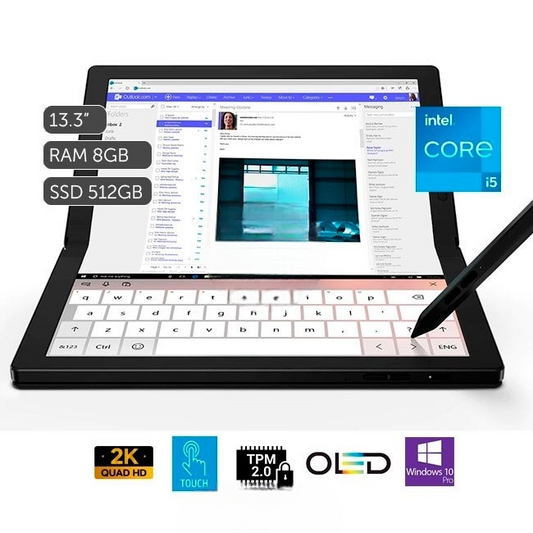 Convertible Lenovo ThinkPad X1 Fold Ultrabook 2-en-1, Intel Core i5-L16G7 1.4GHz, RAM 8GB, SSD 512GB, Pantalla OLED Plegable 13.3" 2K XQGA Táctil, Windows 11 Pro
