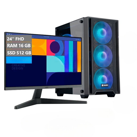 PC MAGIC Fury, AMD Ryzen 5 8600G 4.3 GHz, RAM 16GB, SSD 512GB, Monitor LED 23.8'' FHD 100Hz, Wi-Fi, Teclado y mouse