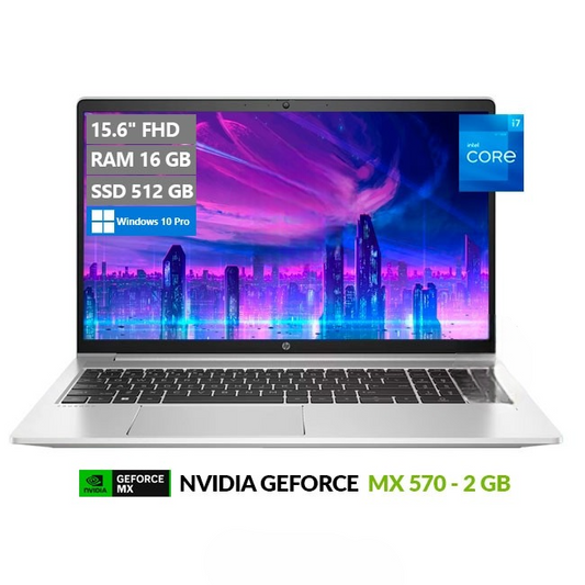 Laptop HP Probook 450 G9, Intel Core i7-1255U Hasta 4.7 GHz, RAM 16GB, SSD 512GB, Video 2GB NVIDIA GeForce MX570, LED 15.6" Full HD, Windows 11 Pro SP