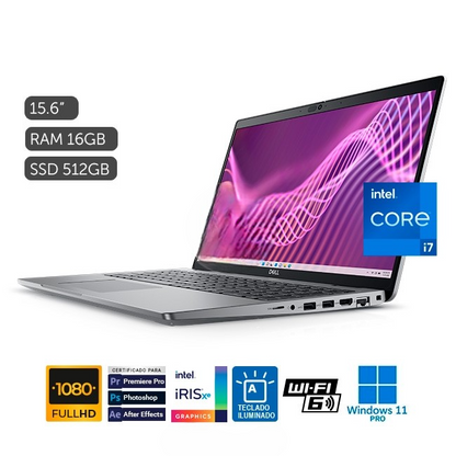 Laptop Dell Latitude 5540, Intel Core i7-1355U Hasta 5.0GHz , RAM 16GB, SSD 512GB, LED 15.6" Full HD, Windows 11 Pro SP