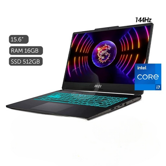 Laptop MSI Cyborg 15 A13VE Gaming, Intel Core i7-13620H Hasta 4.9 GHz, RAM 16GB, SSD 512GB, Video 6GB NVIDIA GeForce RTX 4050, LED 15.6" FHD a 144Hz, Windows 11 Home