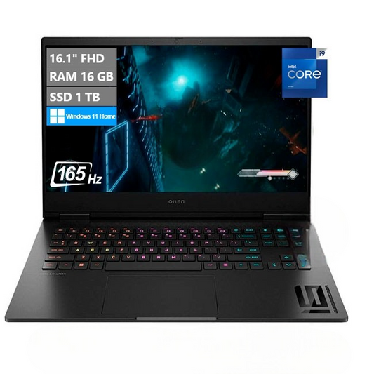 Laptop HP Omen 16-WF008 Gaming, Intel Core i9-13900HX Hasta 5.4 GHz, RAM 16GB, SSD 1TB, Video 8GB NVIDIA RTX 4060, LED 16.1" Full HD, 165Hz, Windows 11 Home
