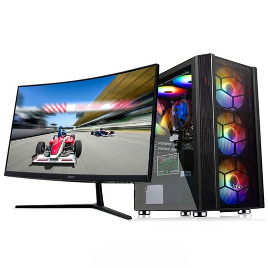 PC MAGIC StudioFire, Intel Core i7-14700F Hasta 5,4 GHz, RAM 16GB, SSD 1TB, 8GB NVIDIA GeForce RTX3050, Monitor Gamer Curvo 24'' a 100Hz, Wi-Fi, Teclado y mouse