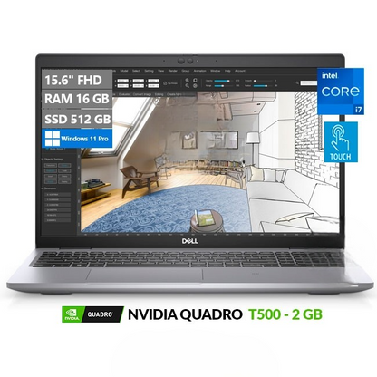 Laptop Dell Workstation Precision 3560 Touch, Intel Core i7-1185G7 3.0GHz, RAM 16GB, SSD 512GB, Video 2GB Nvidia Quadro T500, LED 15.6" Full HD Touch, Windows 11 Pro