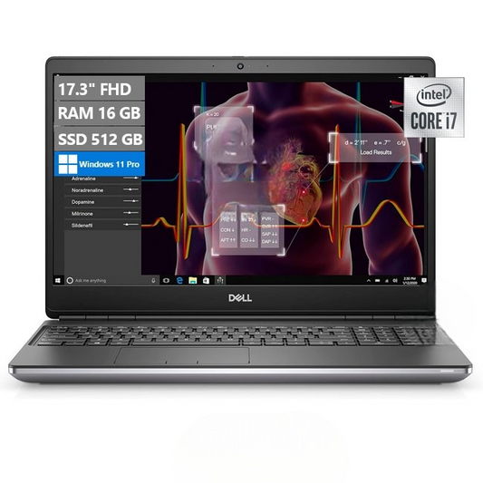 Laptop Dell WorkStation Precision 7750, Intel Core i7-10750H 2.6GHz, RAM 16GB, SSD 512GB, LED 17.3" Full HD, Windows 11 Pro