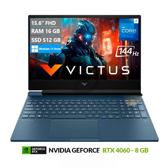 Laptop HP Victus 15-FA1657 Gaming, Intel Core i7-13620H Hasta 4.9 GHz, RAM 16GB, SSD 512GB, 8 GB NVIDIA GeForce RTX 4060, LED 15.6" FHD a 144 Hz, Windows 11 Home