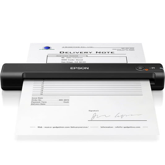 Scanner Portáble Epson WorkForce ES-50, Full Color, Alimentador manual de hojas, Sensor óptico 600 dpi, OCR integrado, USB 2.0, escaneo a nube.